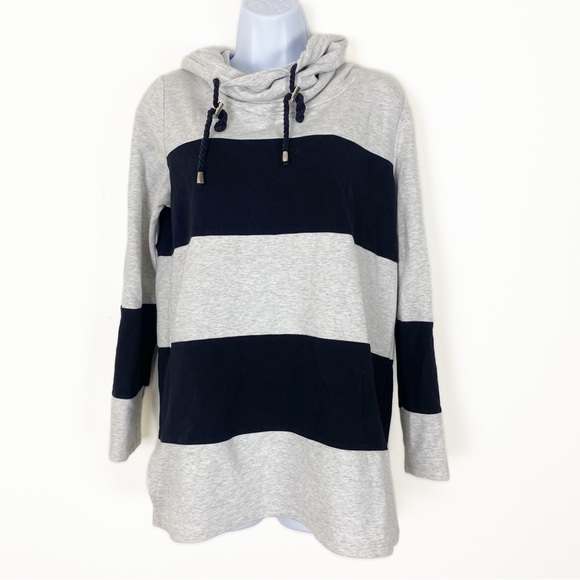 RAFAELLA WEEKEND Stripe Toggle Cowl Neck Pullover Sweatshirt Small Lounge Casual - Picture 1 of 6